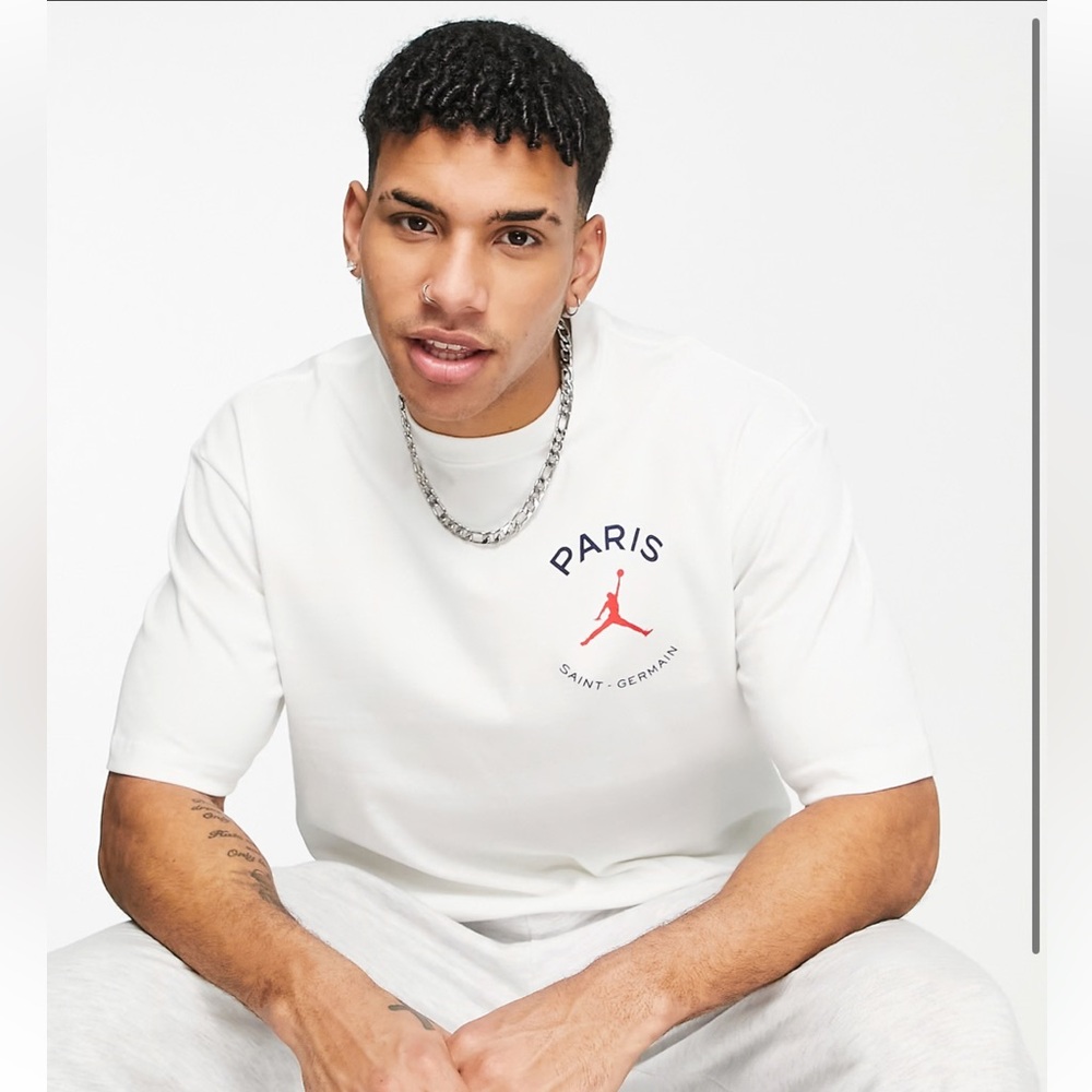 🔥 Jordan x PSG Tee – White | Size M
Streatwear Jumpman +Paris Saint-Germain logo